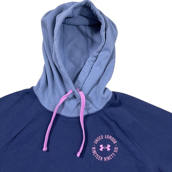 Under Armour  Rival Cb Fleece Top, Color Midnight Navy/Aurora Purple/Jellyfish - Picture 3 of 11